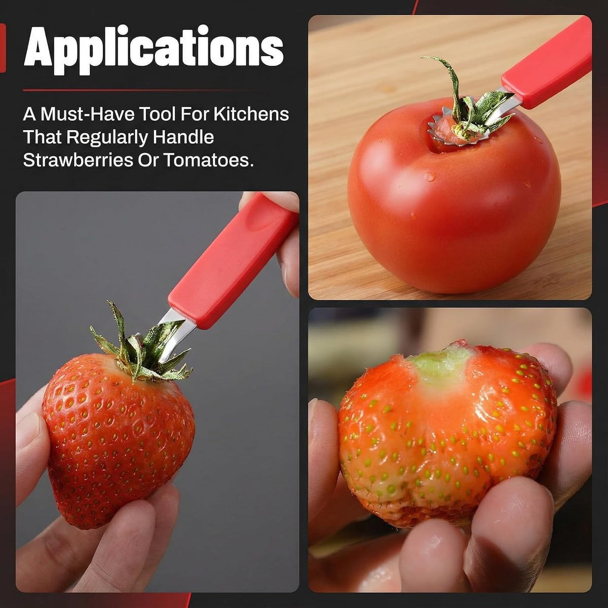 4 Pcs Tomato Corer Tool Strawberry Huller Stem Remover