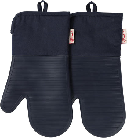 Yutat Silicone Oven Mitts - Oven Mitts and Pot Holders Sets Made of Non-Slip & BPA-Free Silicone, High Heat Resistant 500 Degrees, Perfect for Kitchen Cooking Baking BBQ, Peak Green