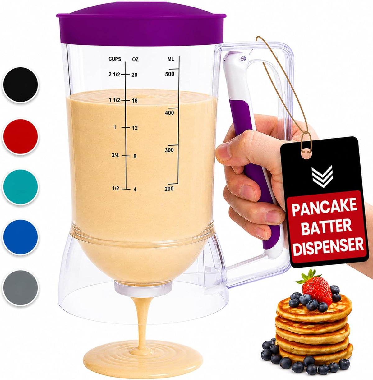 Eggssentials Pancake Batter Dispenser with Squeeze Handle Pancake Dispenser