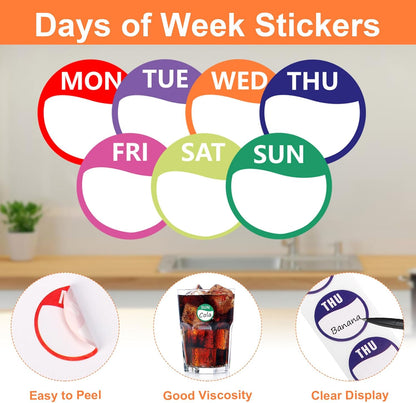 7000pcs Days of The Week Stickers Colored Dot Food Labels Removable Date Labels with Dispenser Box for Food Containers Restaurant Supplies