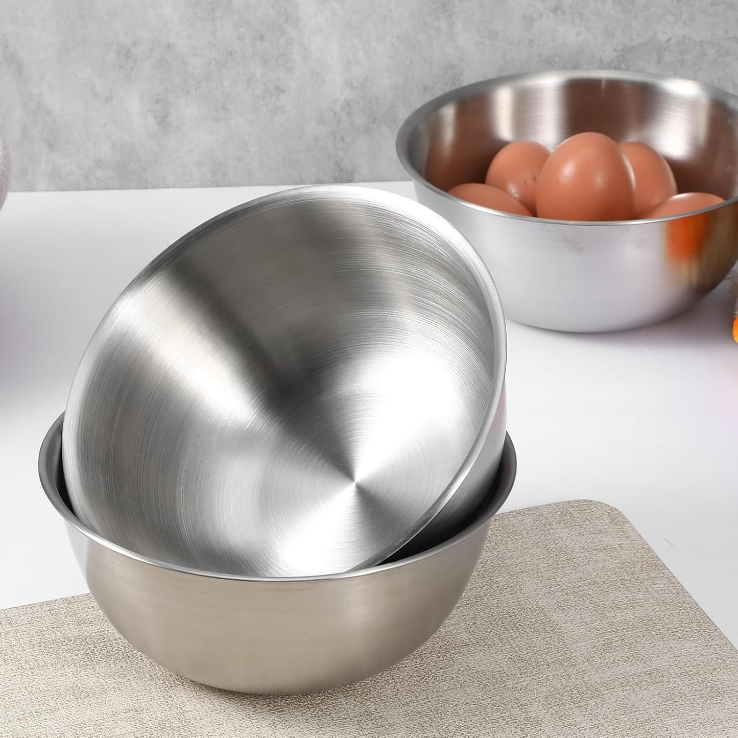 Stainless Steel Bowls 304 Metal Lightweight Unbreakable Dinner Bowls Set Non-Toxin Dishwasher Safe BPA Free and Healthy (8 Pack 24Oz) ﻿