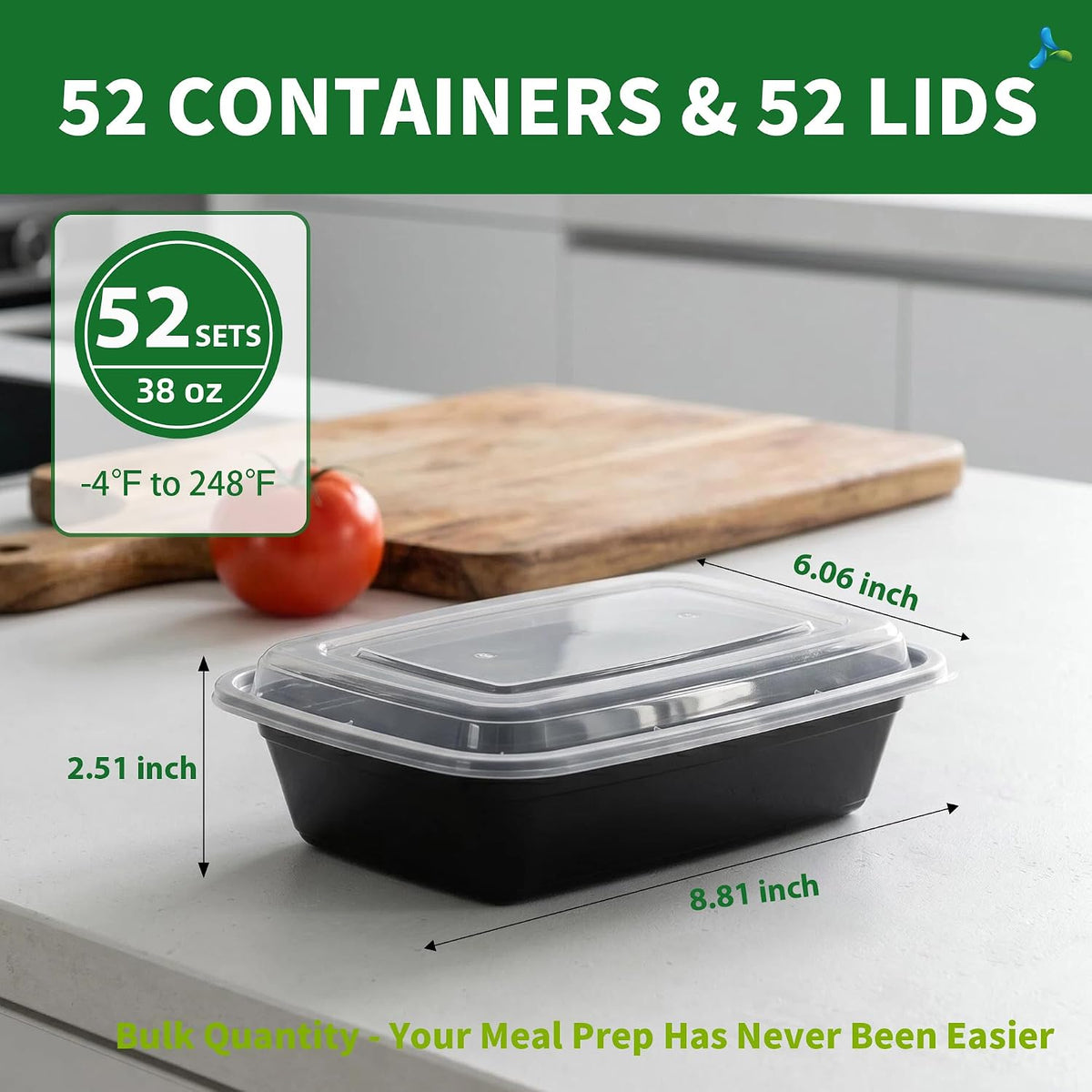 Meal Prep Containers, 50 Pack 58oz (100-Piece) Disposable Take Out Food Storage Containers with Leakproof Lids, Large Plastic To Go Lunch Boxes, BPA Free, Microwave/Dishwasher/Freezer Safe