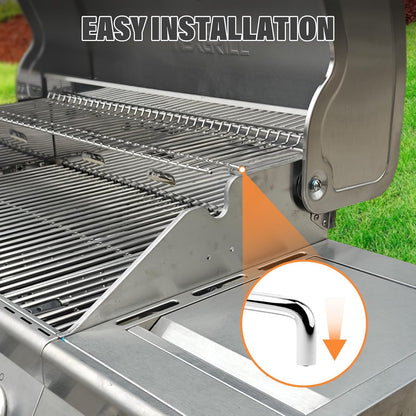 Utheer 2-Pack Griddle Warming Rack for Blackstone 28" Griddles, Stainless Steel Flat Top Grill Accessories | Reversible Rack Adds Prep Space, Foldable Clip-On Design Expands Cooking & Holding Area