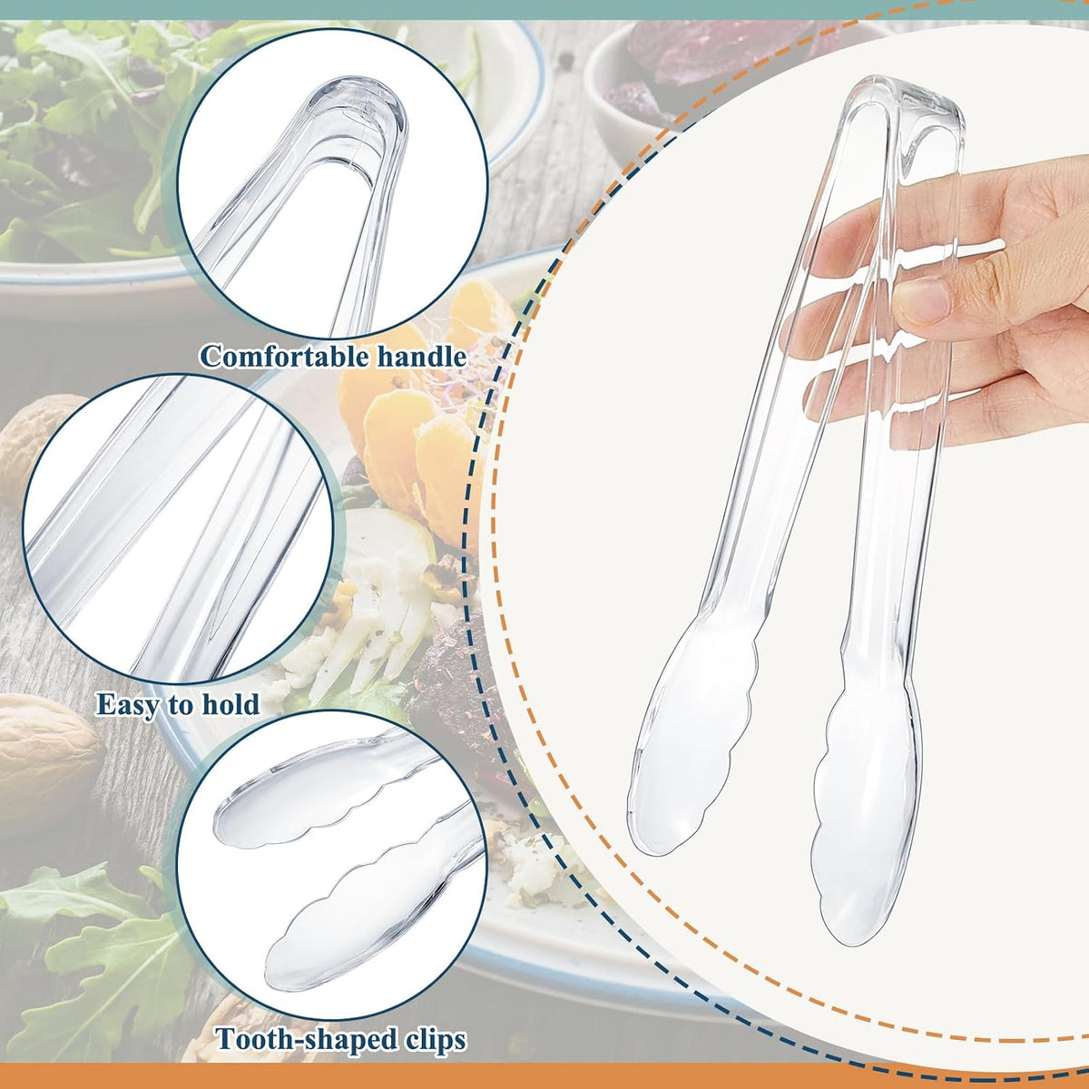 Plastic Tongs, 9 Inch Disposable Serving Tongs,Black