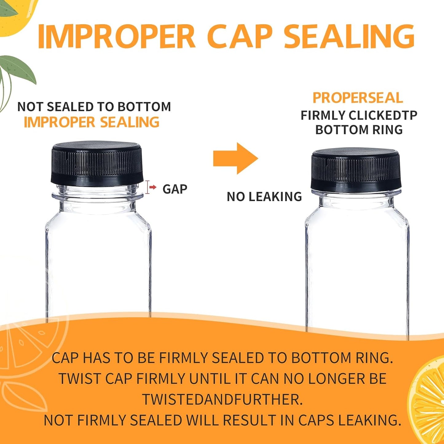 30pcs 10oz Empty Plastic Juice Bottles with Caps Reusable Food Grade Drink Bottles with Leak-Proof Tamper Evident Caps Bulk Clear Beverage Containers for Homemade Drinks Smoothie Milk