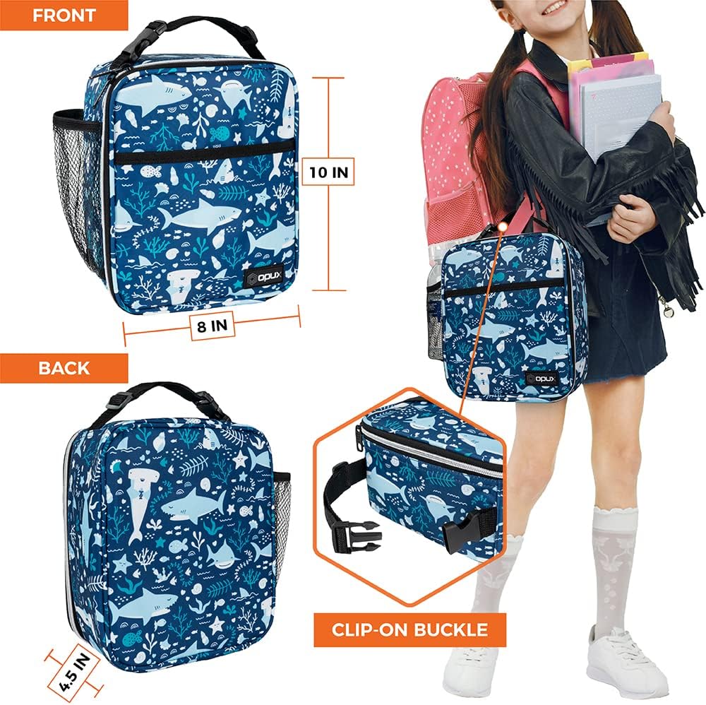 opux Premium Insulated Lunch Box, Soft School Lunch Bag for Kids Boys Girls, Leakproof Small Lunch Pail Men Women Work, Reusable Compact Cooler Tote Lunchbox for Office Adult, Black