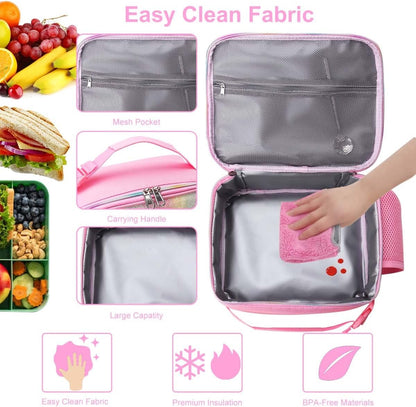 RHCPFOVR Kids Initial Lunch Bag - Insulated Lunch Box for Boys Girls,Washable Lunch Bag and Reusable Toddler Leak-proof Lunchbox for School and Daycare - Colors A