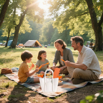 6 Sets Travel Utensils Set, Wheat Straw Reusable Cutlery with Case, Portable Camping Cutlery Set Spoon Fork Knife, On-the-Go Flatware for Lunch Picnic Office