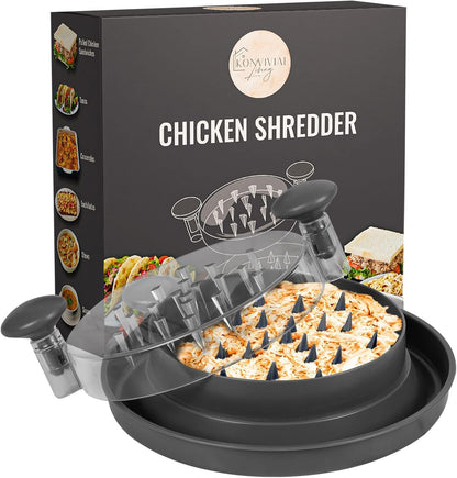 Chicken Shredder Tool for Meat, Large Chicken Breast Shredder with Lid, Anti-Slip Base & Ergonomic Handle,Heat Resistant, BPA Free, Dishwasher Safe
