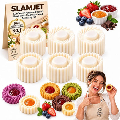 Sunflower Patterned Round Hand-Press Mooncake Double-Ended Pastry Mold