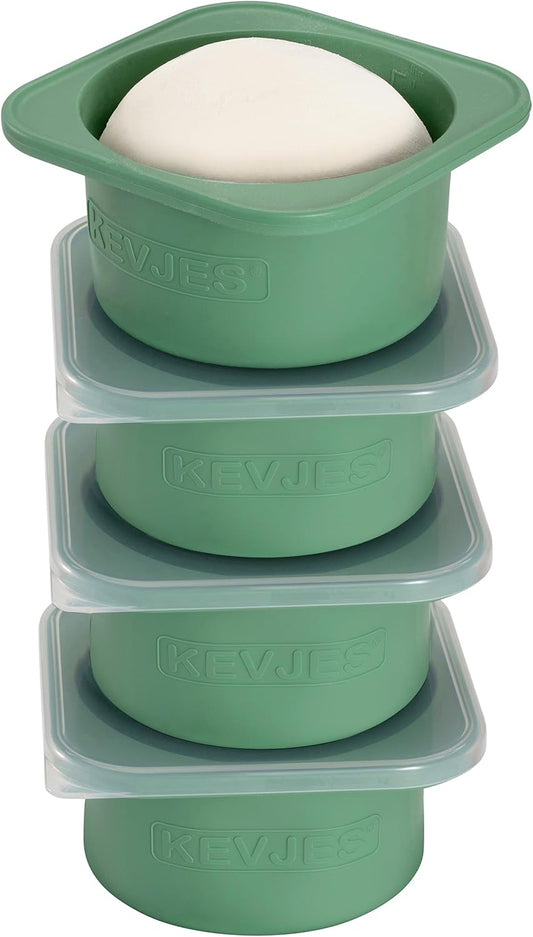 PLUS 1000ml Pizza Dough Proofing Containers for DIY family Artisan Pizza, Food Grade Silicone Stackable Boxes with Lids, Freezer, Fridge, Dishwasher Safe,4sets (Green)