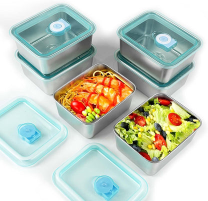 6pcs Stainless Steel Stacking Food Containers with Lids, Reusable Snack & Prep Containers for Office, sp-00018