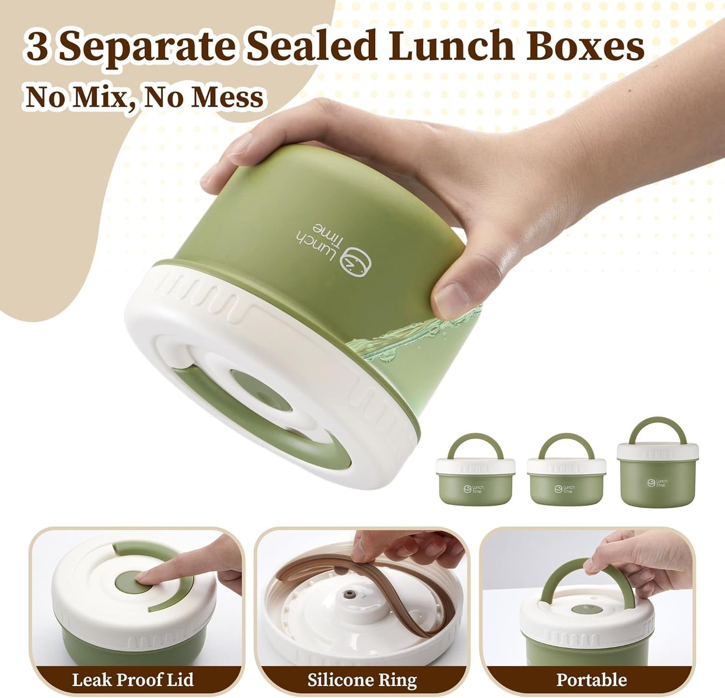 Portable Bento Box Adult Lunch Box Set, 3 Pcs Glass Lunch Container for Adults, 15 Oz+15 Oz+22 Oz Adult Lunchable Containers with Insulated Bag, Leak-Proof, Microwave Safe (Yellow (Glass Liner))