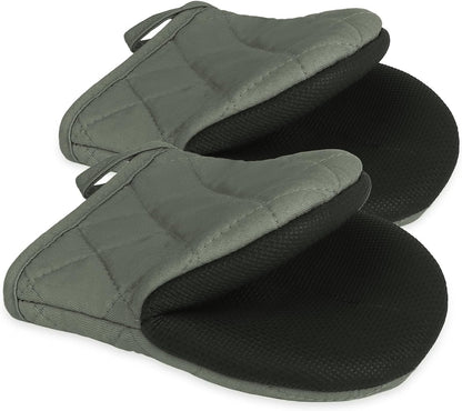 Goldmeet Mini Oven Mitts 2-Pack, 7"x5.5", 500°F Silicone Grip, Gray
