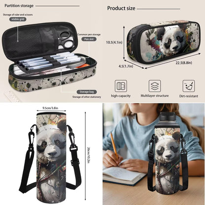 Highland Cow Backpack with Lunch Box Set for Kids Sunflower School Backpack for Girls Boys Back to School Bag Student Travel Backpacks Reusable Utensils Pen Case Water Bottle Bag 5PCS