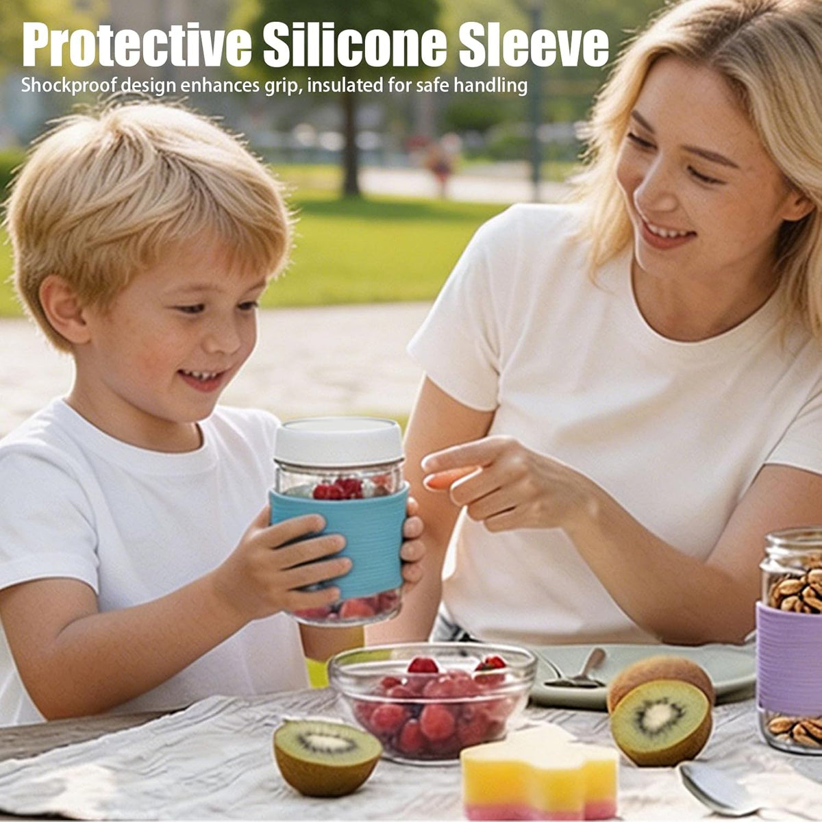 16 oz (6 Pack) Overnight Oats Containers with Airtight Lids and Silicone Sleeves, Leakproof Glass Meal Prep Containers, Wide Mouth Cookie Jars for Yogurt Chia Salad Smoothies Snacks