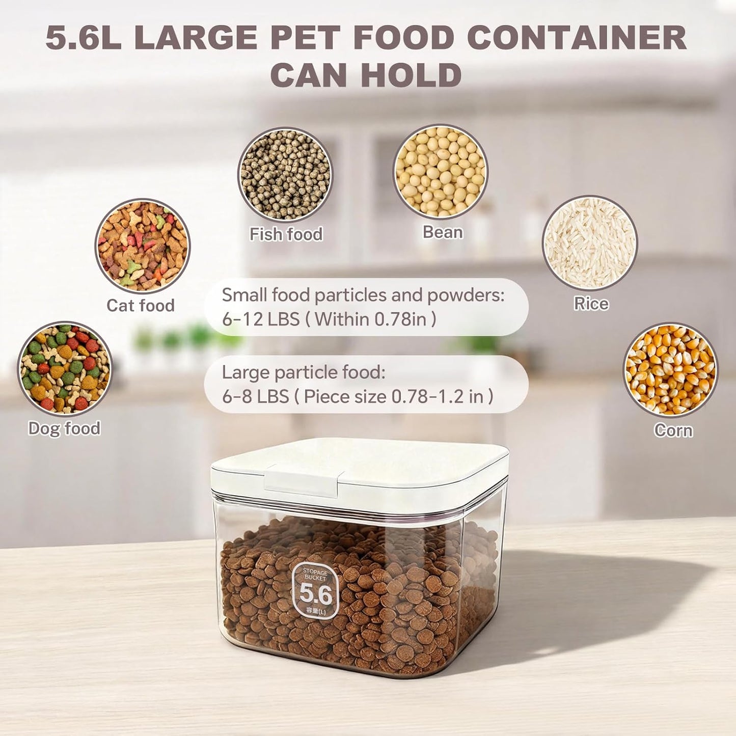 LEAWALK 10Lbs/10.57Qt Airtight Dog Cat Food Storage Container and Dog Treat Containers BPA-Free, PET Clear Stackable Pet Storage Bin, Pop Top, 1-Cup Scoop for Pet Food/Rice/Flour/Bread/Grains