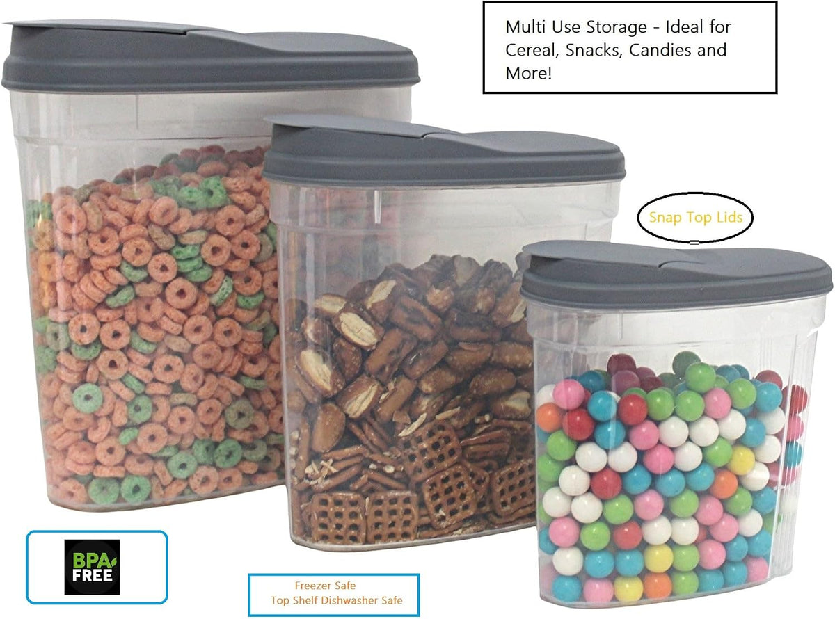 2-Pack Medium Airtight Lock & Pour Food Storage Containers – 5 Cups (60.87 oz) BPA-Free Dispensers for Snacks, Cereal, Candy, Sugar, Dog Treats & Dry Ingredients – Easy Grip & Flip-Top Lid