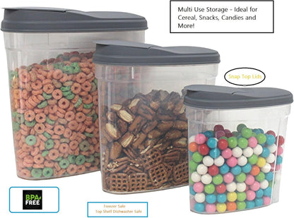 2-Pack Medium Airtight Lock & Pour Food Storage Containers – 5 Cups (60.87 oz) BPA-Free Dispensers for Snacks, Cereal, Candy, Sugar, Dog Treats & Dry Ingredients – Easy Grip & Flip-Top Lid