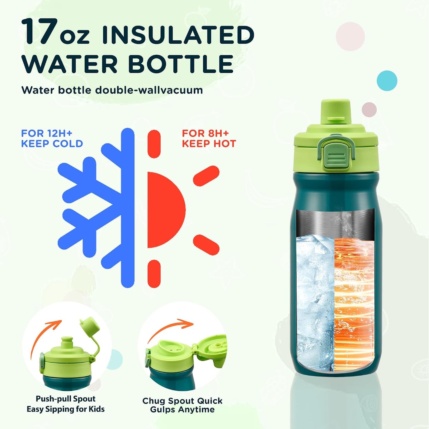 MAISON HUIS Bento Box for Kids with 8oz Soup Thermo, Insulated Lunch Bag & 17oz Water Bottle, 2-Compartment Bento Box with Built-In Ice Pack, Leak-Proof & BPA-Free (Purple)