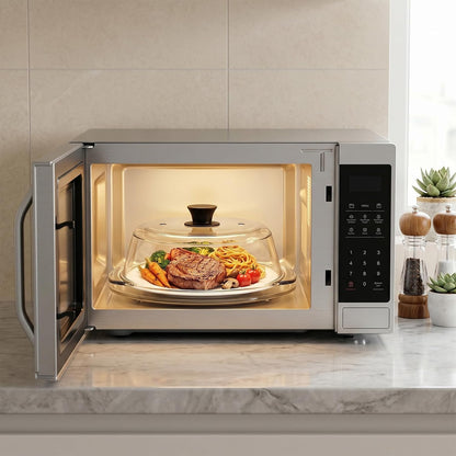 Glass Microwave Cover for Food with Silicone Mat