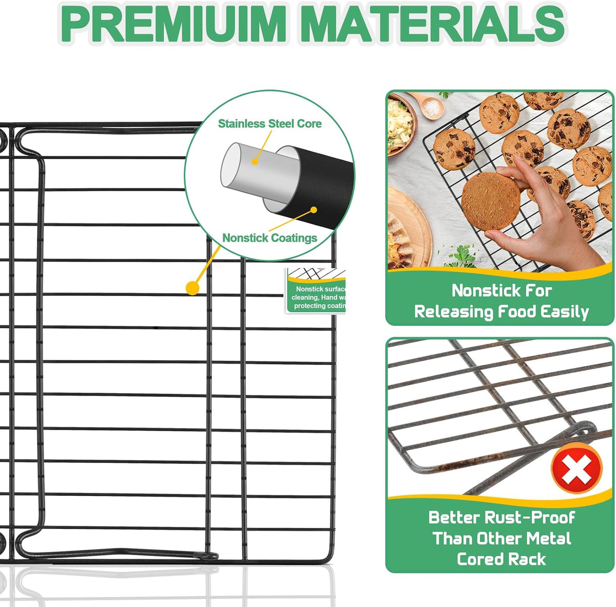 P&P CHEF Cooling Rack Set of 2, 2-Tier 15" x 10" Stackable Rack, Silver