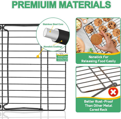P&P CHEF Cooling Rack Set of 2, 2-Tier 15" x 10" Stackable Rack, Silver