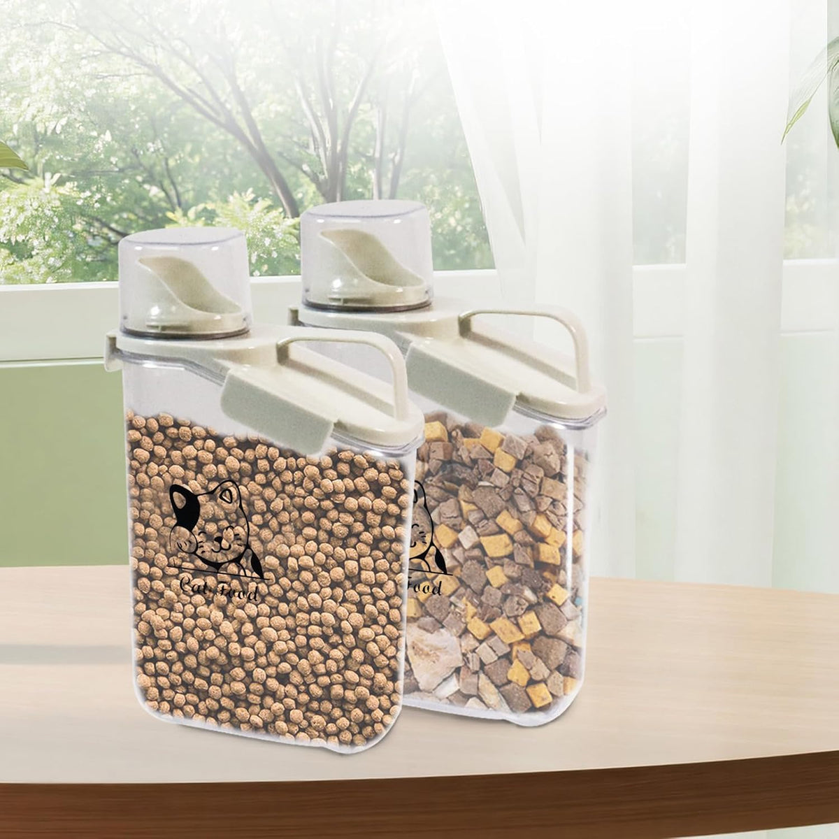 Dog Food Storage Container Airtight Portable Dog Food Container with Handled Lid and Pour Spout,Food Storage for Dog Dry Food Small Pet Food Container with Measuring Cup for Home, Travel,2.8L