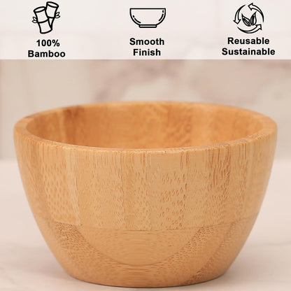 Dipping Bowls Set, Small Bamboo Pinch Bowls for Soy Sauce/Condiment/Snacks, Mini Serving Bowls for Charcuterie Board for BBQ/Entertaining, 1.4 oz Bamboo Wooden Ramekins