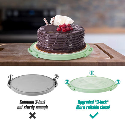 Zoofen Cake Carrier with Handle 10in Cake Stand Holder Round Container for 10in or Less Size(Purple)