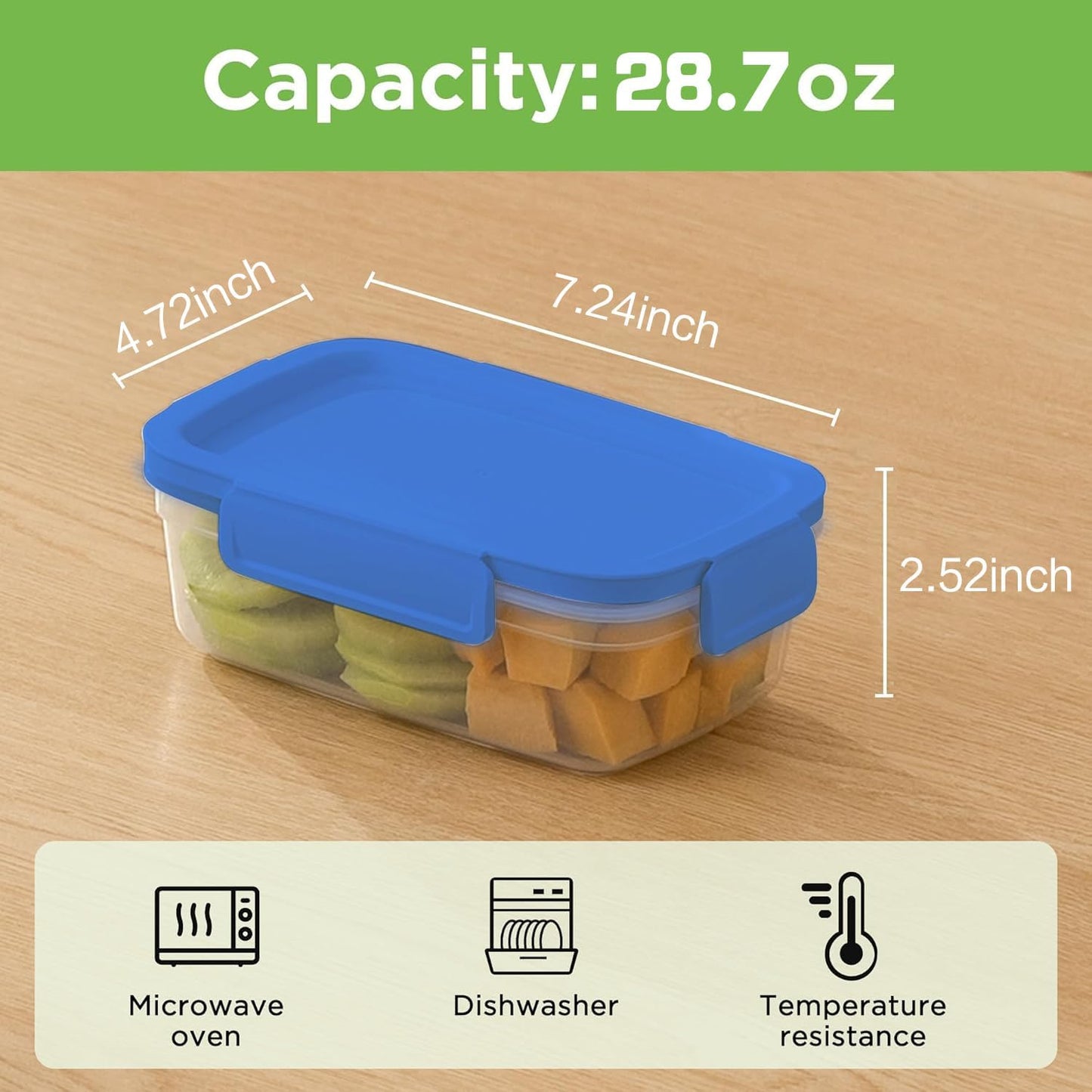 10-Pack Food Storage Containers with Airtight Leakproof Lids, BPA-Free Meal Prep Containers for Microwave/Dishwasher/Freezer, Green, 47.3oz Each