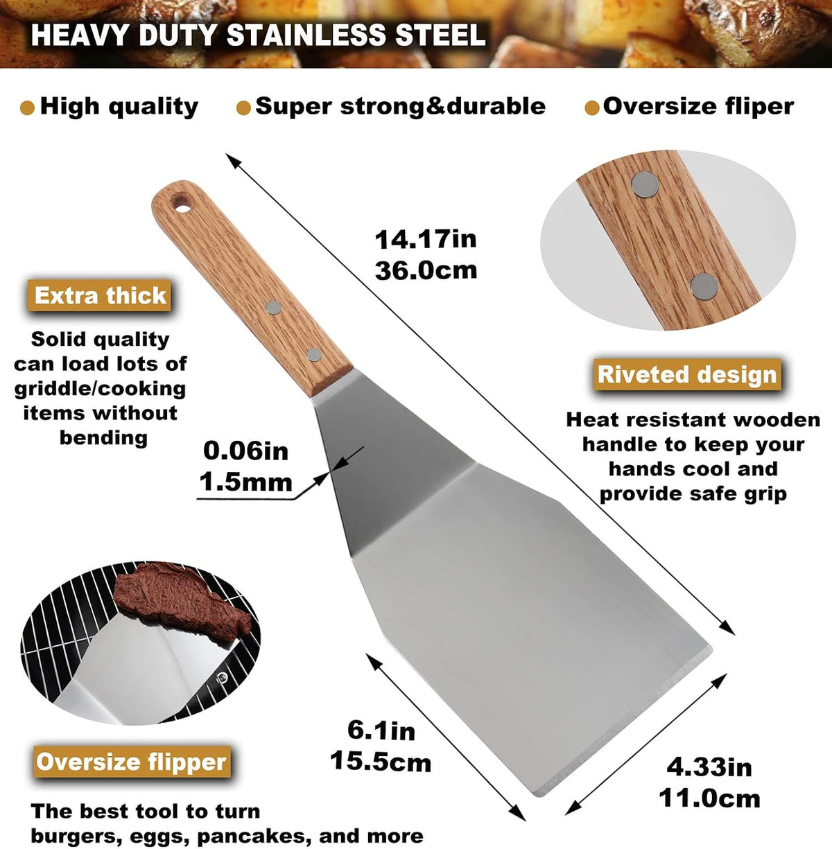 ROMANTICIST 8pc Professional Stainless Griddle Accessories Kit