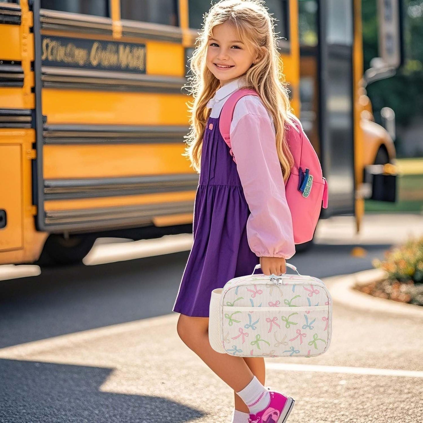 RHCPFOVR Kids Lunch Bag - Insulated Lunch Box for Boys Girls,Washable Lunch Bag and Reusable Toddler Leak-proof Lunchbox for School and Daycare - Colors B