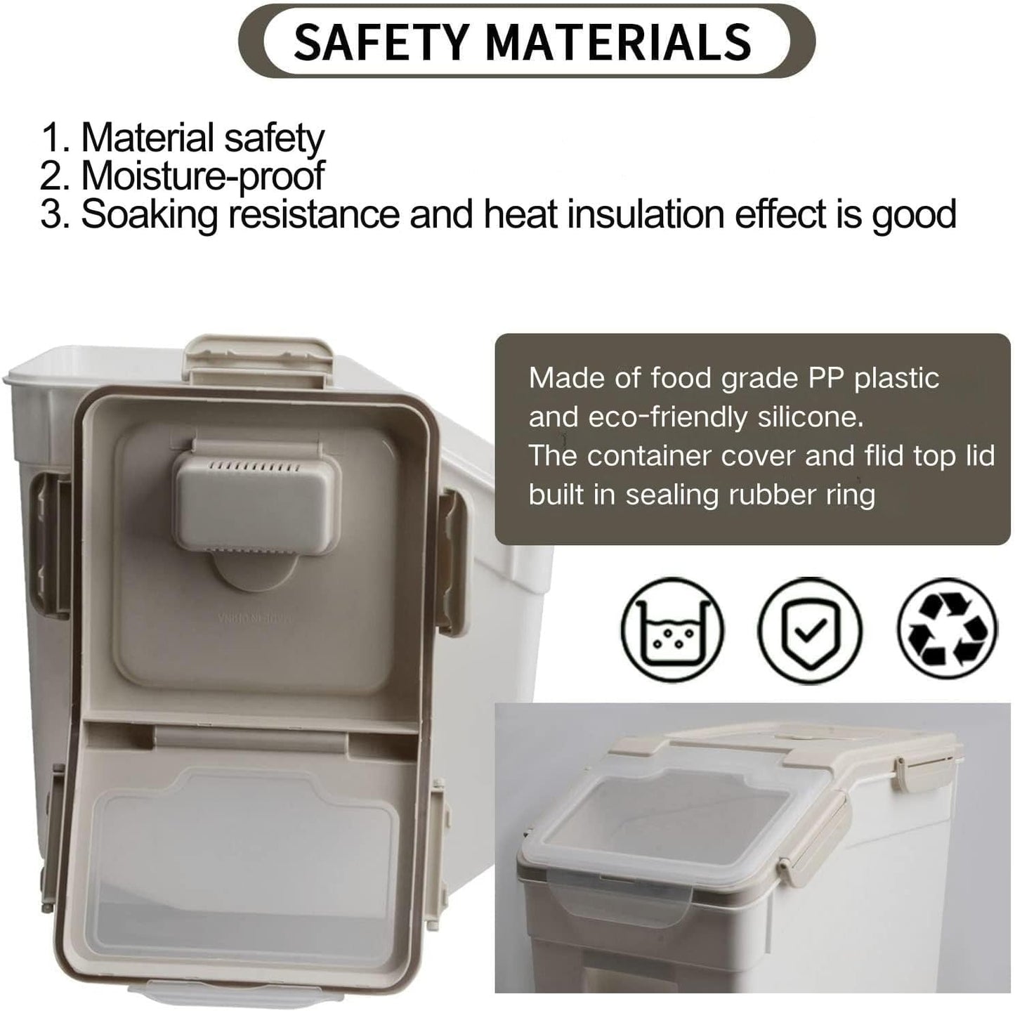 Rice Storage Container 25 lbs, 2 Packs Large Flour Storage Containers with Seal Locking Lid & Wheels, BPA Free Rice Dispenser, Measuring Cup | Scoop, for Sugar Cereal Dry Food, Dog Pet Food Bin -Green