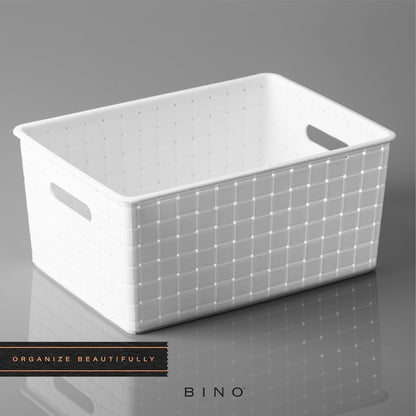 BINO | Plastic Storage Baskets Large - Black | THE STABLE COLLECTION | Multi-Use Storage | Rectangular Cabinet Organizer | Baskets For Organizing with Handles | Home Office Organization and Storage