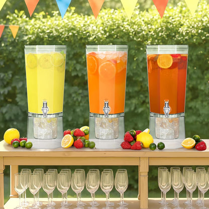 Lifewit 1 Gallon Drink Dispenser for Parties 2 Pcs, Plastic Beverage Container for Juice/Tea/Soda with Stand & Fruit Infuser, Clear Lemonade Dispenser with Leak-Proof Spigot, BPA Free Water Pitcher