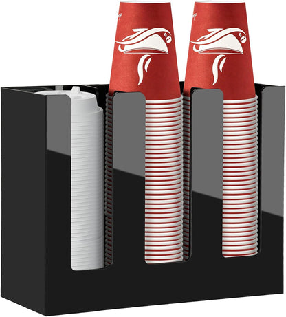 Coffee Cup Dispenser, Cup and Lid Organizer fits 5 to 16 oz Disposable Cups