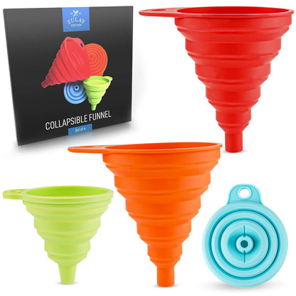 Zulay Kitchen 3-Piece Plastic Funnel Set - Large, Medium, and Small Kitchen Funnels Pouring Spout - for Filling Bottles Water Liquid, Protein Powder, Food Grade Cooking, Drink, Paint, Lotion, Kids