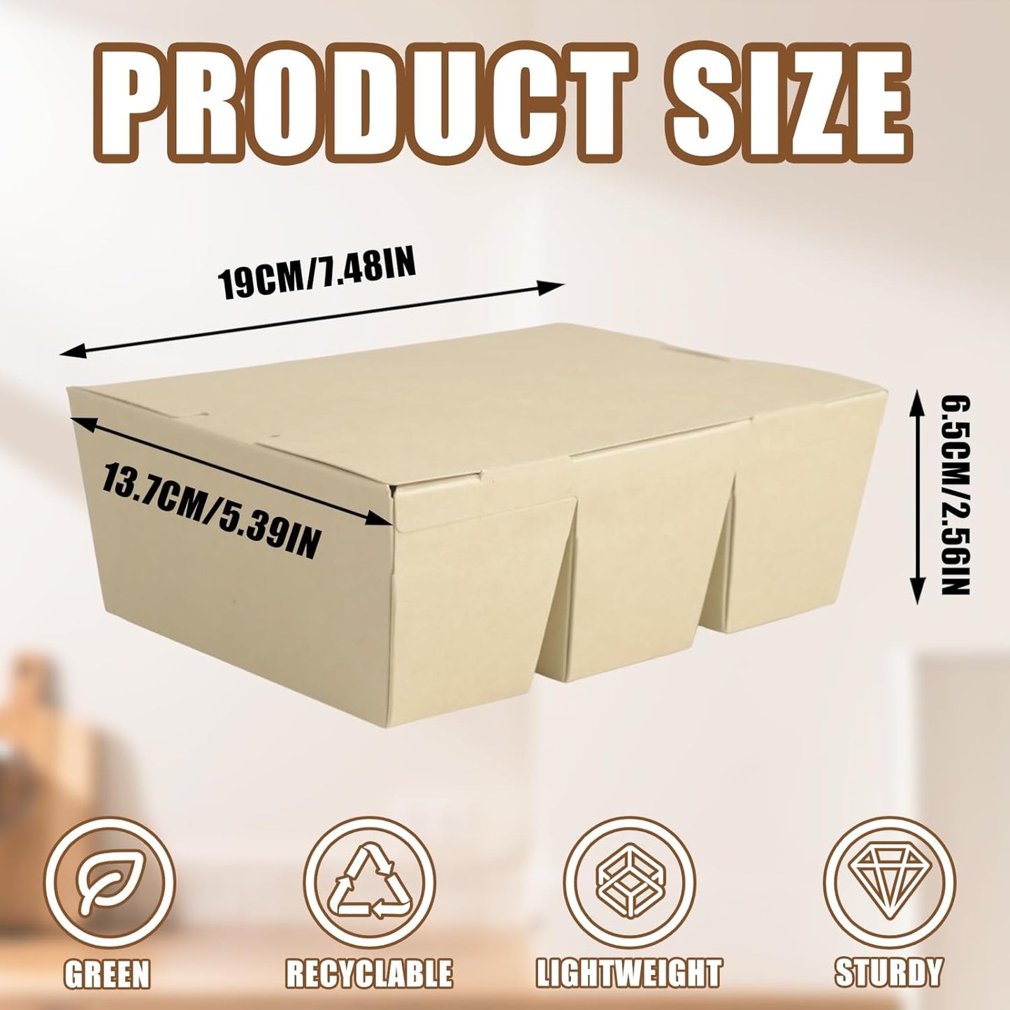 30 Pack 3 Compartment Take Out Food Containers, 7.5x5.4x2.6" Bamboo Pulp Paper Take Out Boxes, Disposable To Go Container Take Out Containers, Greaseproof Paper Bento Box Takeout Lunch Boxes with Lid