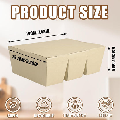30 Pack 3 Compartment Take Out Food Containers, 7.5x5.4x2.6" Bamboo Pulp Paper Take Out Boxes, Disposable To Go Container Take Out Containers, Greaseproof Paper Bento Box Takeout Lunch Boxes with Lid