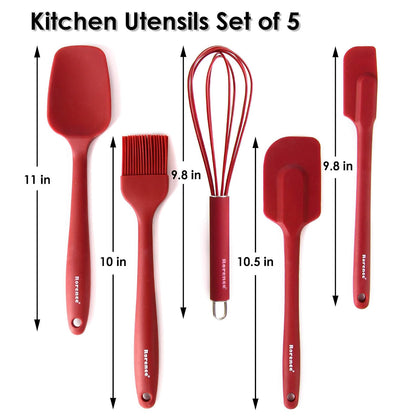 Rorence Stainless Steel Mixing Bowls: Metal Mixing Bowl Set with Lids and Handles Non-slip Silicone Bottom Nesting Bowls for Kitchen Set of 3 - Red