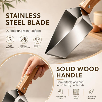 2-packs Triangle Watermelon Cutter, Stainless Steel Watermelon Slicer, Stainless Steel with Wooden Handle for A Wide Variety Watermelon, Cantaloupe, Honeydew