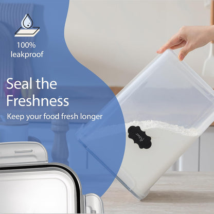 Chef's Path Extra Large Airtight Food Storage Containers with Lids, Pack of 2, 6.5L, 220Oz, Airtight Kitchen and Pantry Bulk Canisters for Flour, Sugar, Rice, and Baking Supplies - Transparent