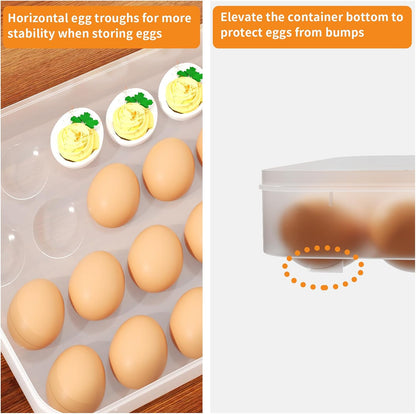 77L Deviled Egg Containers with Lid, (Set of 2), Plastic Egg Holder for Refrigerator for 48 Eggs, Clear Storage Deviled Egg Carrier Tray, Fridge Stackable Countertop Portable Egg Dispenser