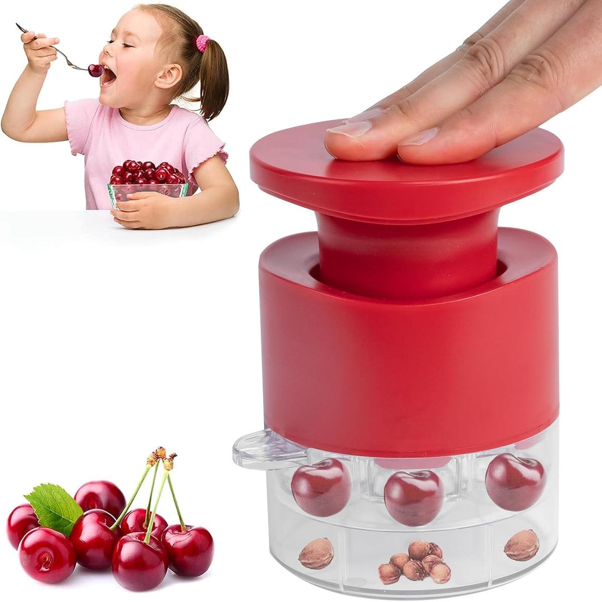 Cherry Pitter Tool,Cherry Pitter Cherry Stone Remover Tool for Making Cherry Jam Cherries Corer Pitter Tool，Cherry Pitter Olive Pitter with Space-Saving Lock Design, Black