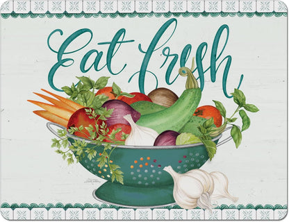 Cut N' Funnel Eat Fresh Designer Flexible Cutting Board Mat 15" x 11.5" Made in the USA Decorative Flexible Easy to Clean