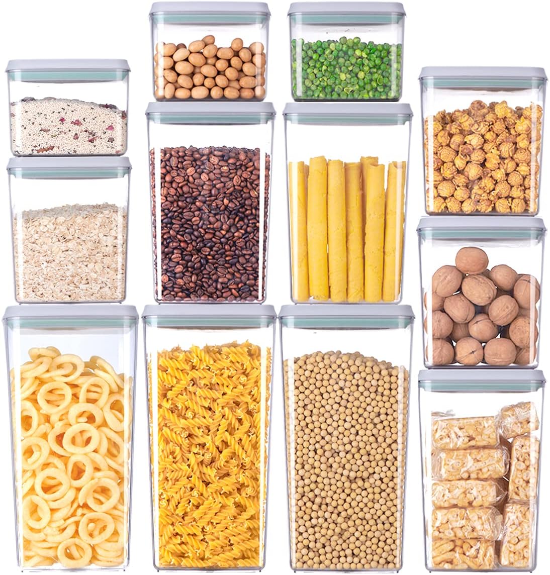 Food Storage Containers with Lids,2.9Qt 2Pcs Airtight Pop Food Storage Containers, BPA-Free Stackable Kitchen Pantry Organizers and Storage, One Button Opening Flour and Sugar Container Sets