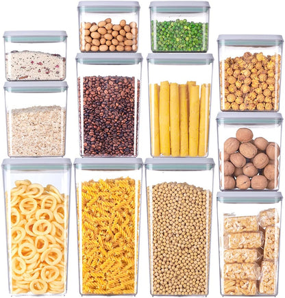 Food Storage Containers with Lids,2.9Qt 2Pcs Airtight Pop Food Storage Containers, BPA-Free Stackable Kitchen Pantry Organizers and Storage, One Button Opening Flour and Sugar Container Sets
