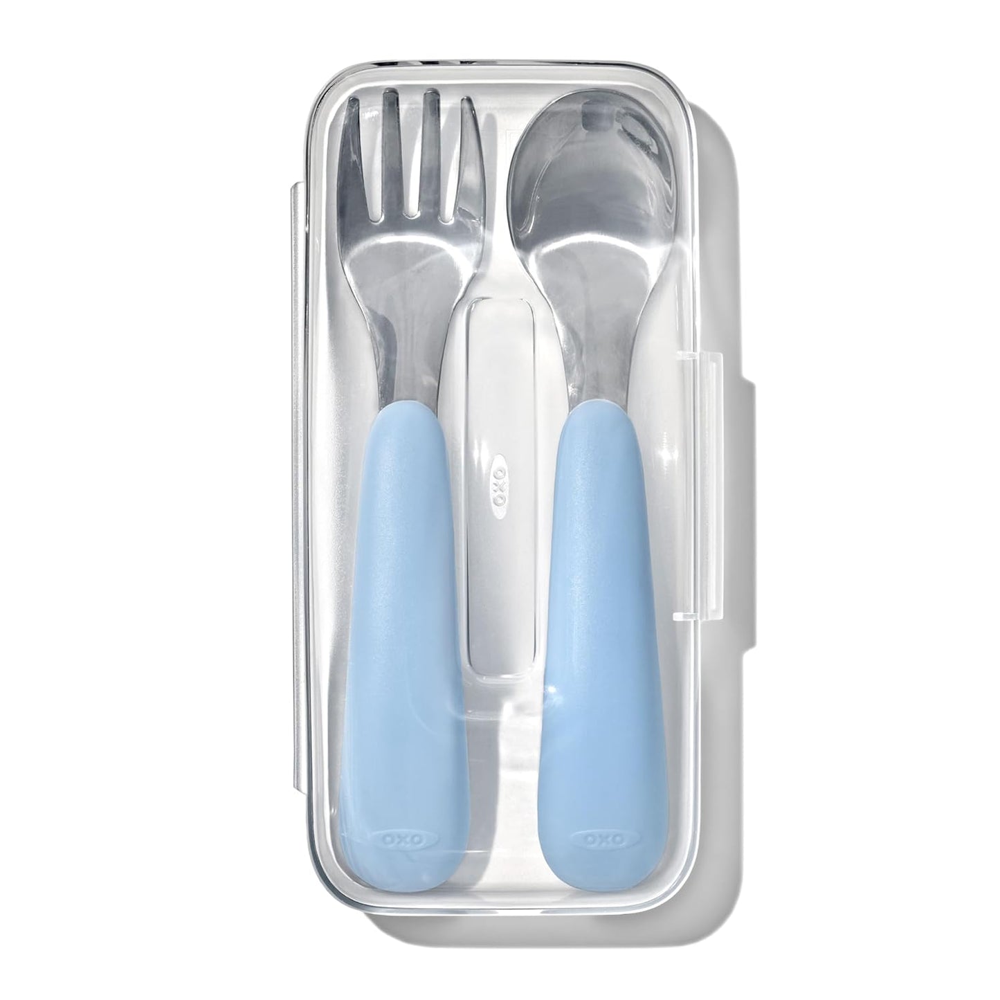 OXO Tot On-The-Go Fork and Spoon Set with Blossom and Dusk Travel Cases, Stainless Steel Utensils for Kids