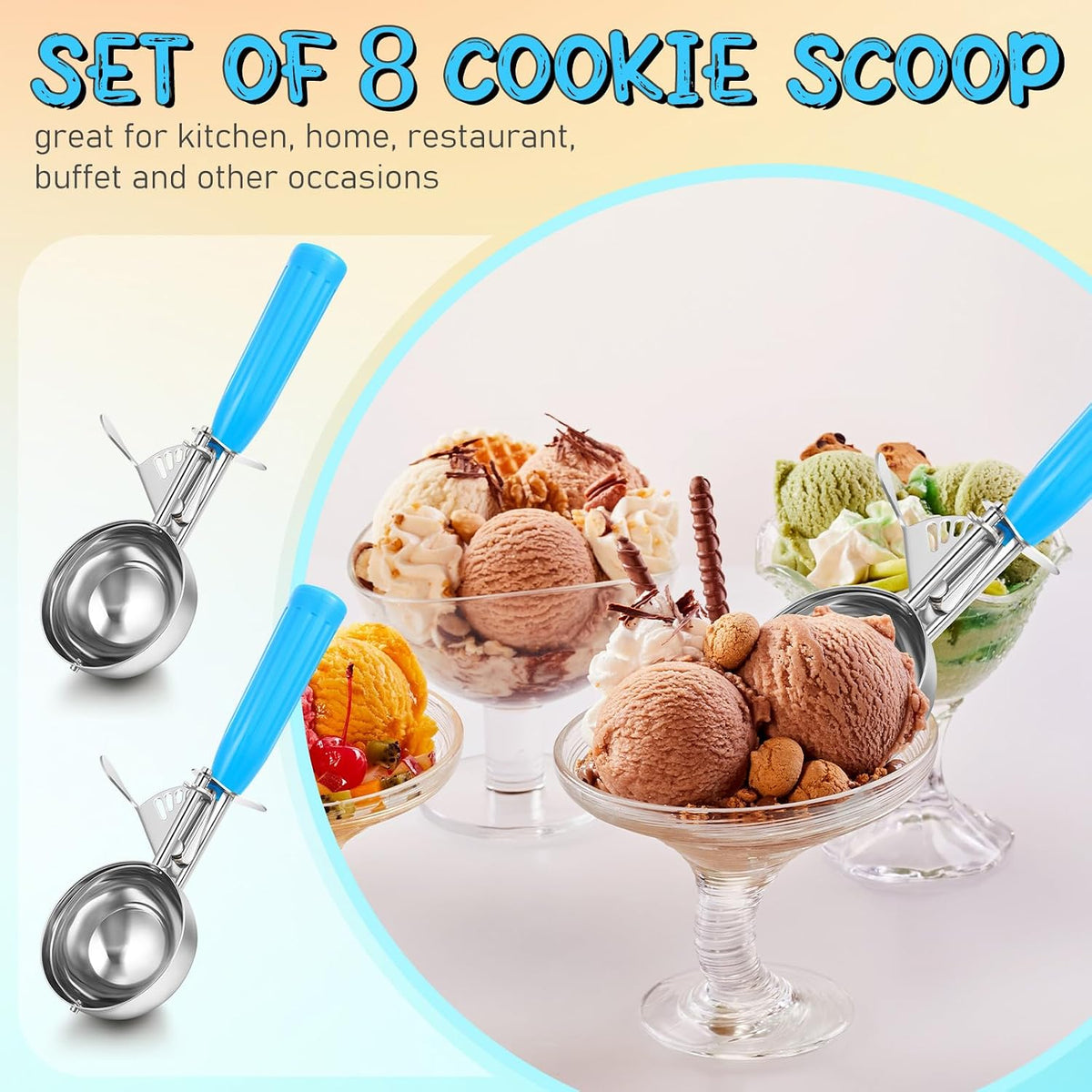 Reallnaive Ice Cream Scooper with Trigger, 4 oz, Gray